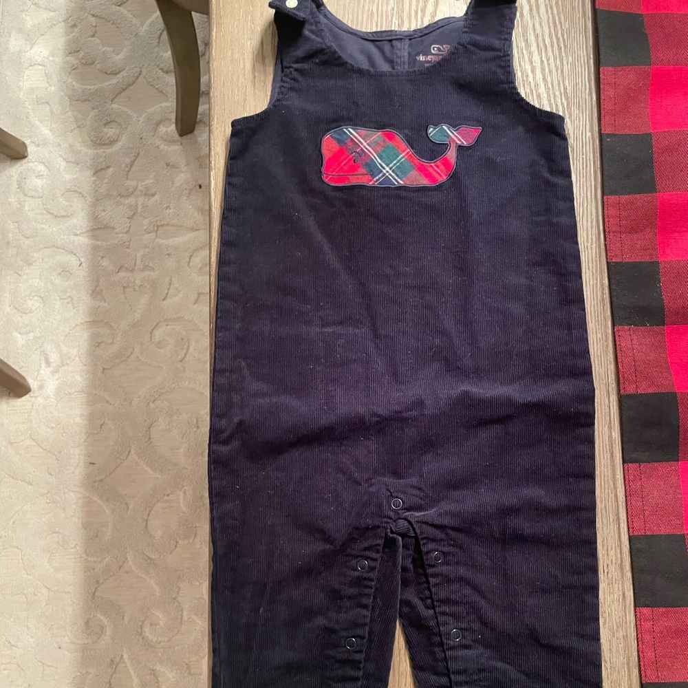 Vineyard Vines Coverall Corduroy size 18-24 months, navy blue, holiday